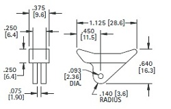 PCB Card Ejector, Upturned Lever, 1.13