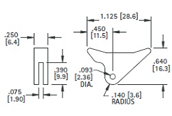 PCB Card Ejector, Upturned Lever, 1.13