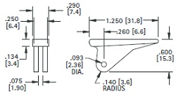 PCB Card Ejector, Straight Lever, 1.25