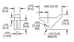 PCB Card Ejector, Upturned Lever, 0.98