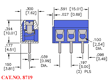 Modular Terminal Block, Horizontal, 3 Position