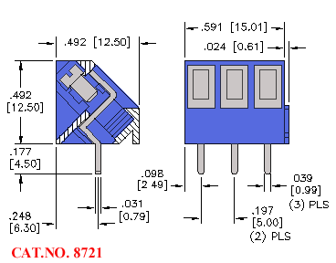 Modular Terminal Block, 45º, 3 Position