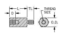 Stainless Steel, 4-40, PC104, M-F Standoff